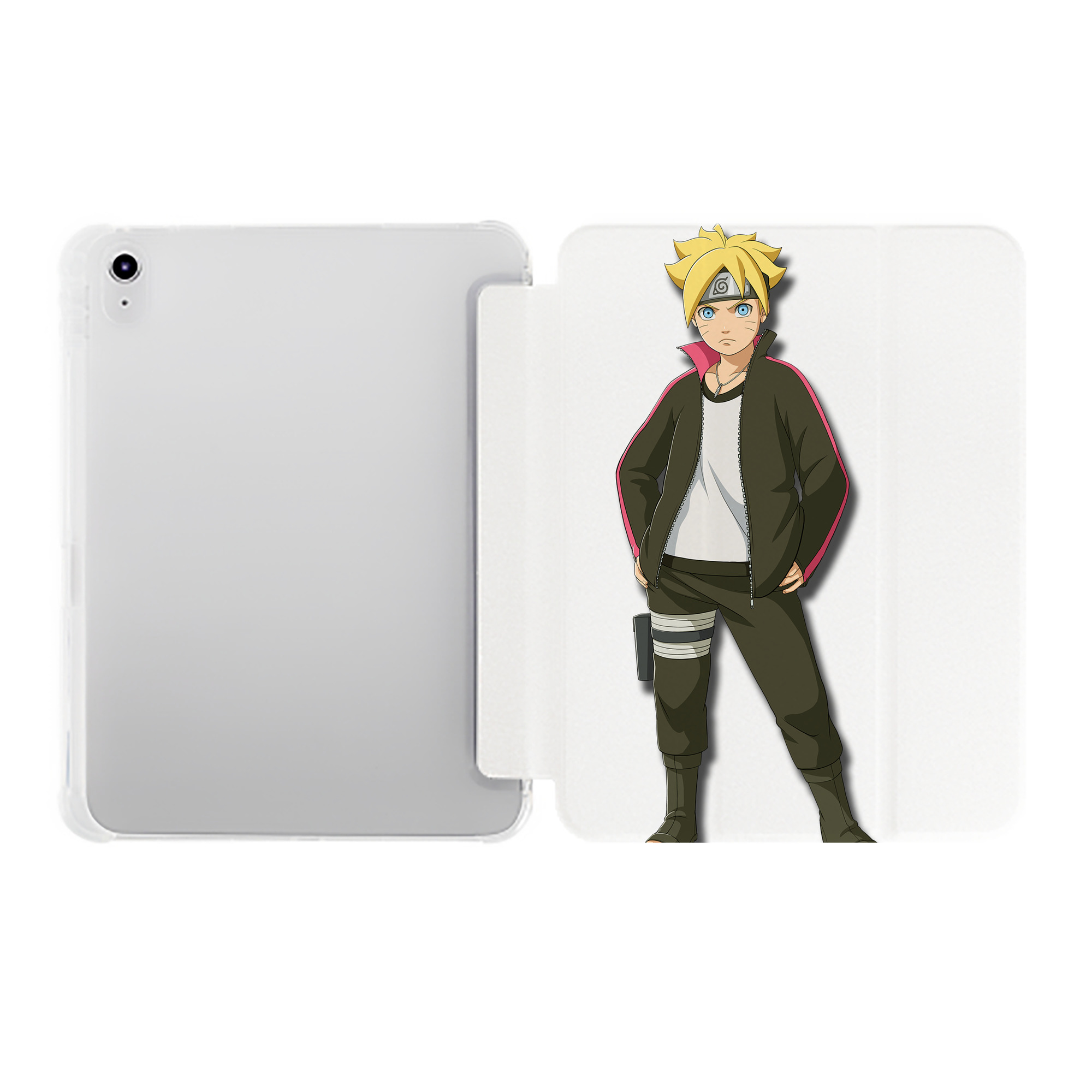 （画像用） NARUTO -ナルト- うずまき ボルト Uzumaki Boruto IPad ケース ペン収納付き 三つ折りスタンド PUレザー×シリコン 対応機種9.5/10.5/10.9インチ